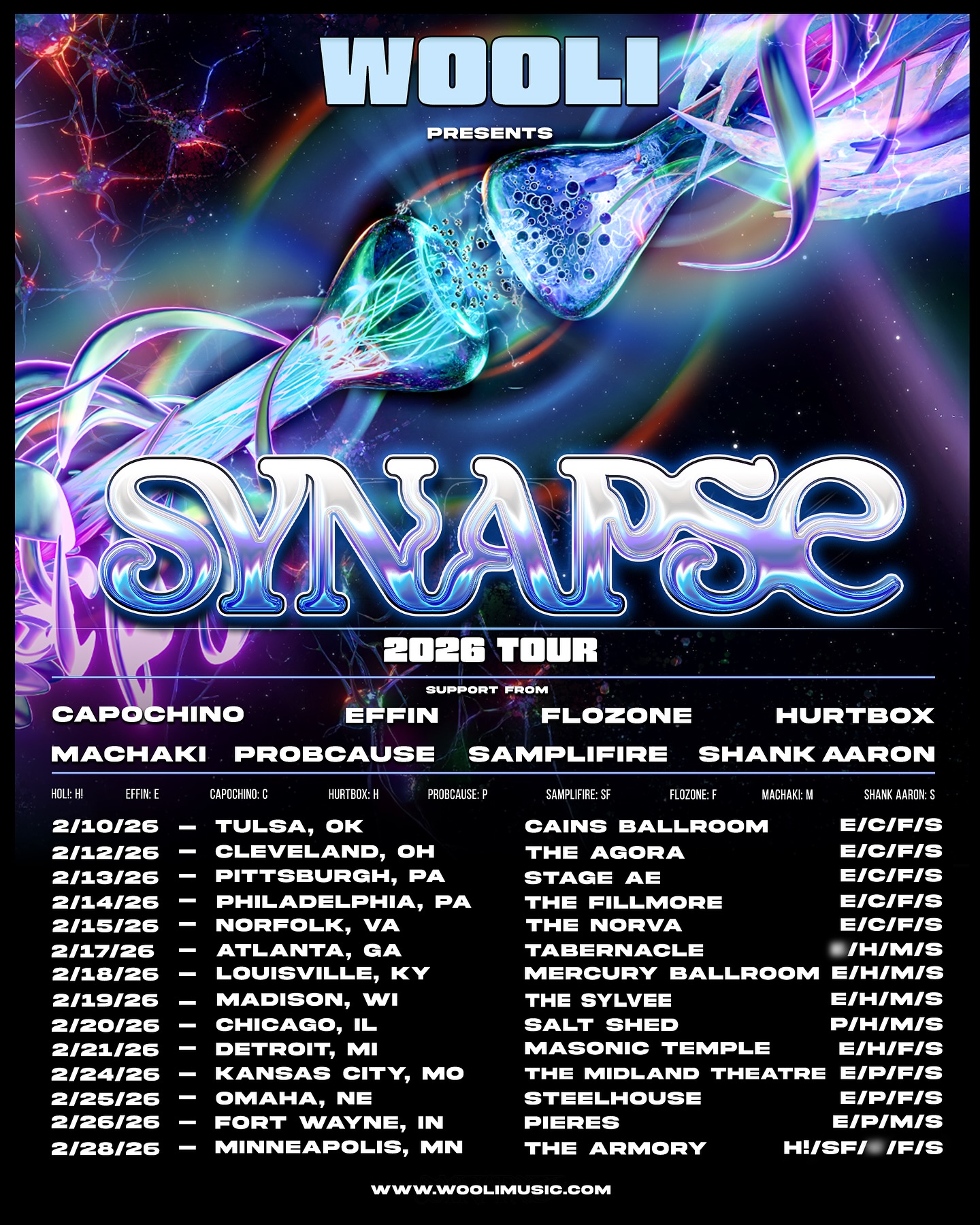 Wooli The Synapse Tour Poster 2026
